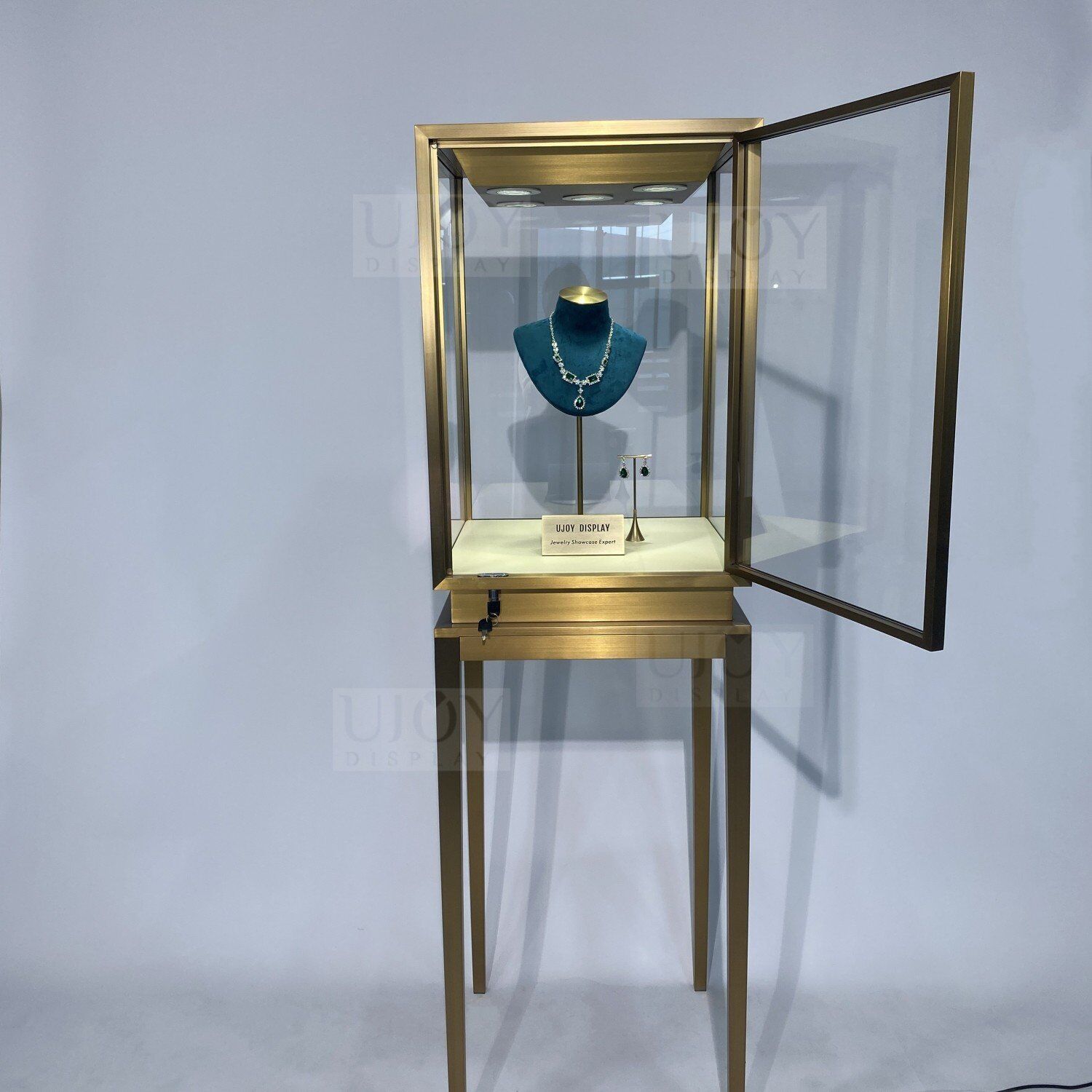 front open of Jewelry Showcase Display Tower Wholesale UD011 (3) front open of Jewelry Showcase Display Tower Wholesale UD011 (3)