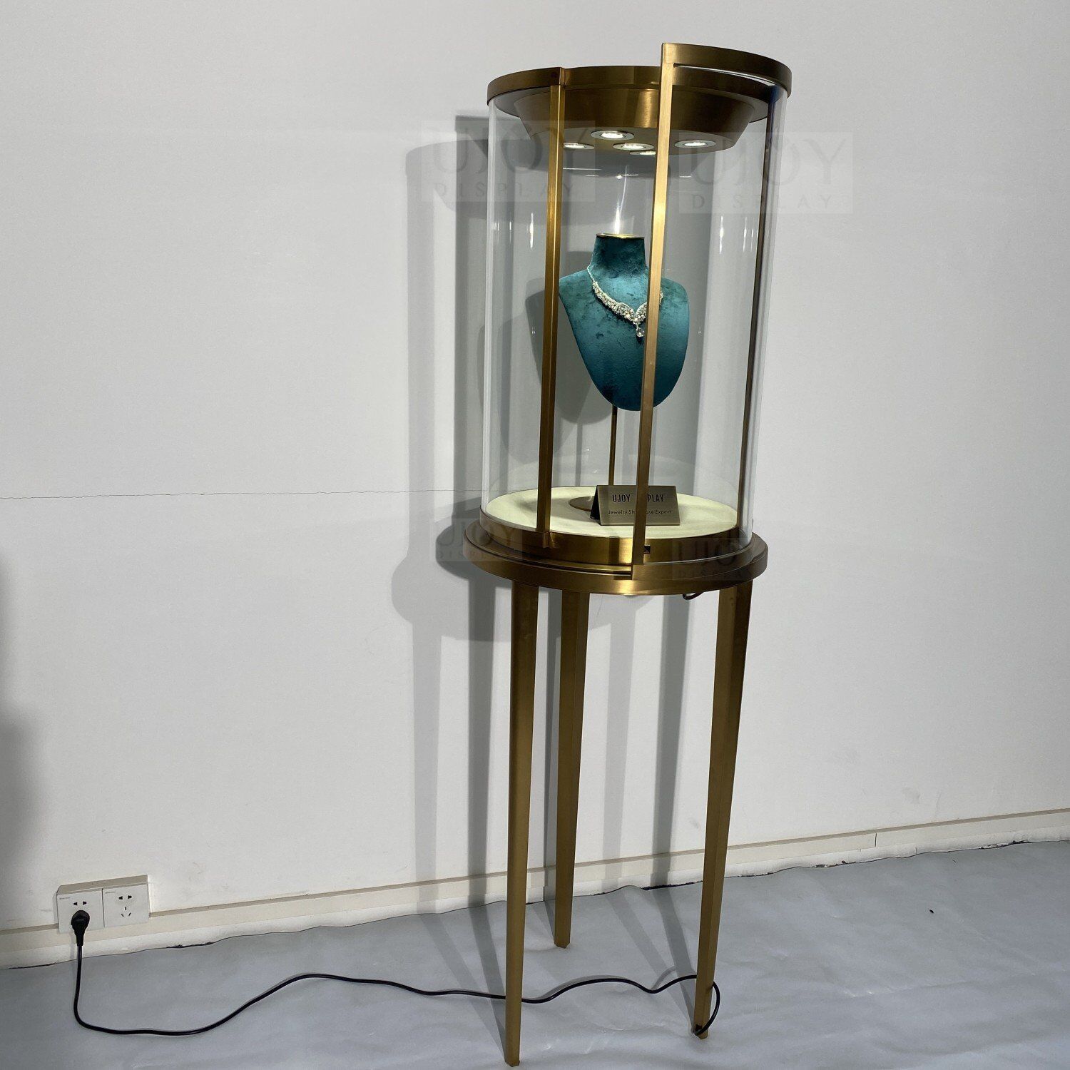 side view__Round Tower Showcase Glass Pedestal Display UD018 (5) side view__Round Tower Showcase Glass Pedestal Display UD018 (5)